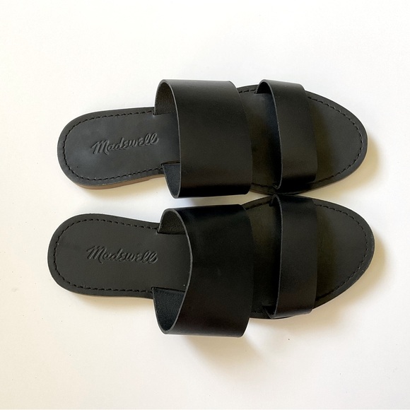 Madewell Boardwalk Double Strap Black Leather Sandals Size 6 NWOT - Picture 3 of 7